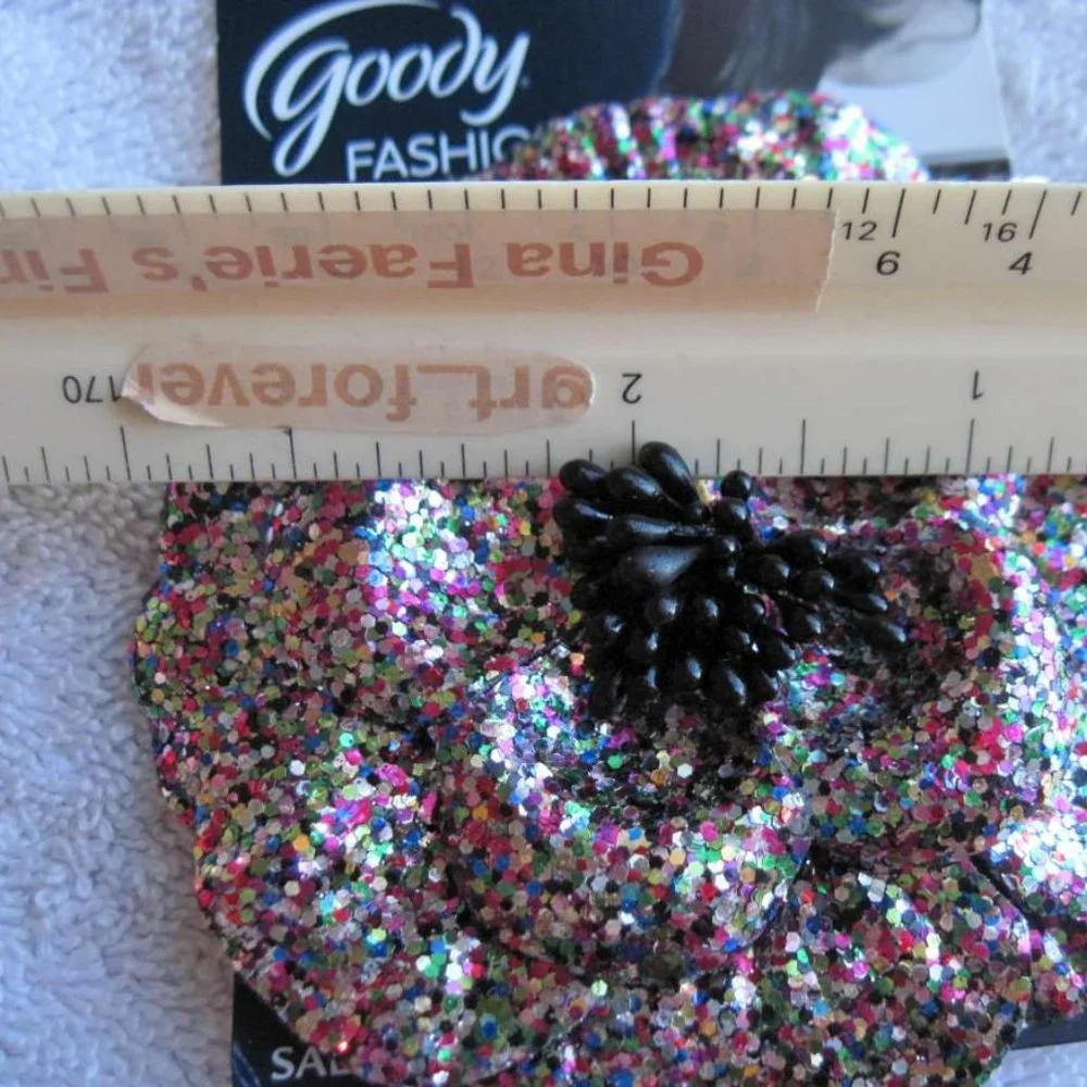 Goody Large Flower Glitter Metal Sectioning Hair Clip Jewelry Accessory Safe Pin